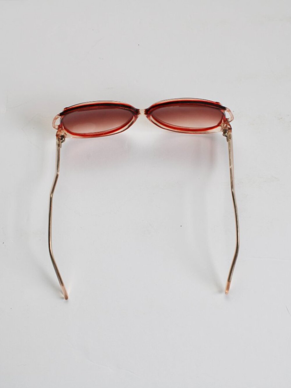 Vintage 70s 80s Wave Legs Red Large Round Frames Women's Sunglasses - Picture 5 of 8
